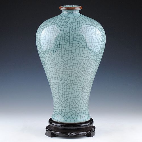 景德镇陶瓷器青釉裂纹仿古花瓶开片官窑梅瓶复古家居工艺饰品摆件
