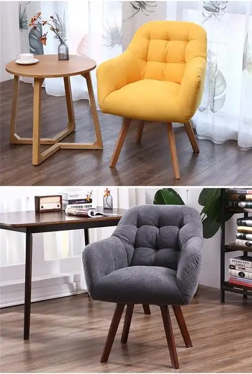 单人沙发电脑椅布艺小户型卧室家具简约客厅多色个性现代北欧实木