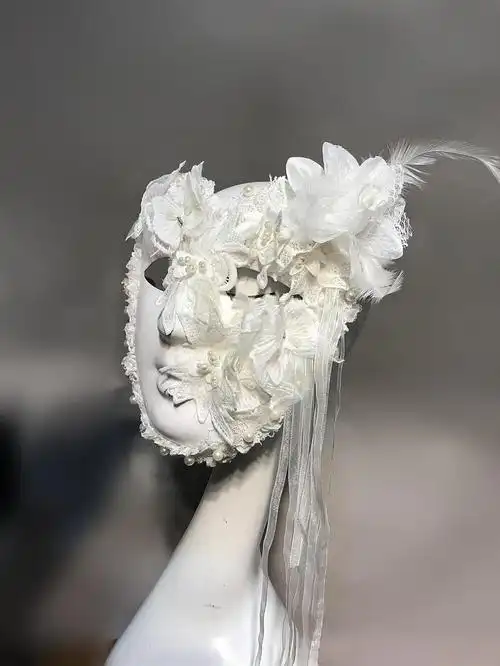 白色蒙面全脸万圣节夜店酒吧聚会公主美女面具神秘威尼斯晚会假面