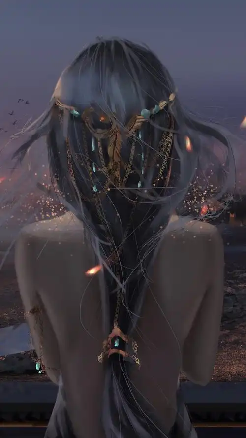 露背女孩背影长发唯美4k手机壁纸竖屏动漫