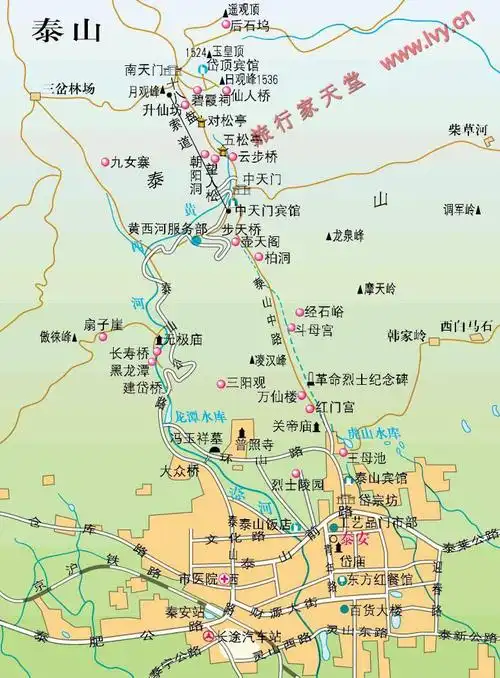 东岳泰山导游图_泰安地图_高清版_下载-旅游地图