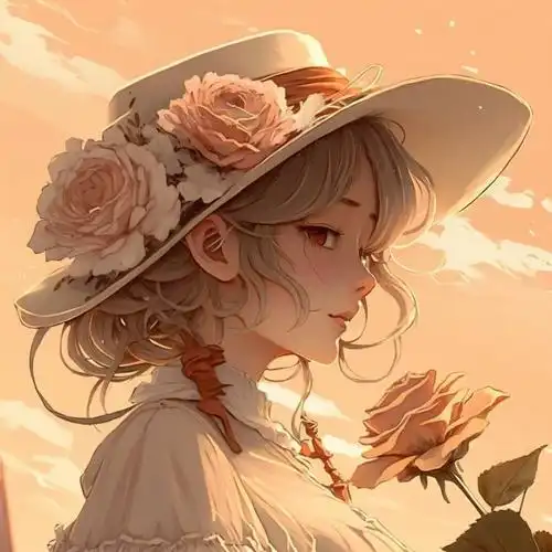 小众文艺玫瑰花少女动漫头像图片_女生动漫头像_头像屋