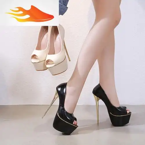 fishbasket性感夜店高跟鞋16cm恨天高浅口鱼嘴单鞋15cm细跟超高跟防水