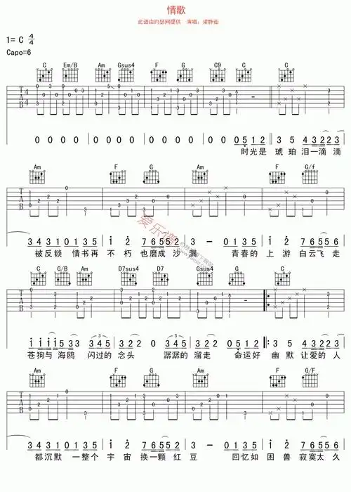 梁静茹梁静茹情歌吉他谱