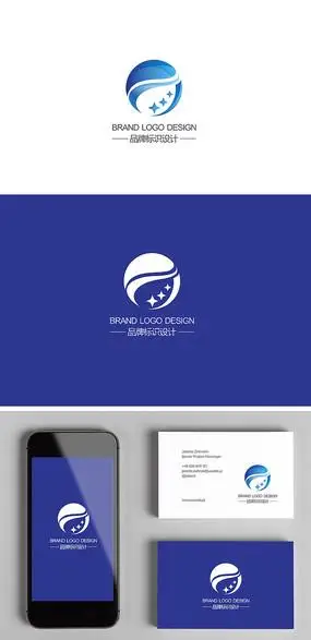 it企业蓝色炫丽科技标志设计