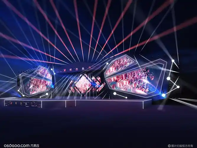 3d设计效果图巅峰音乐节舞美舞台设计深圳湾草地音乐节舞台舞美设计