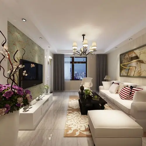 00平米-现代简约风格客厅装修效果图