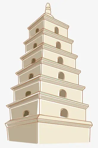 白色手绘古风石塔