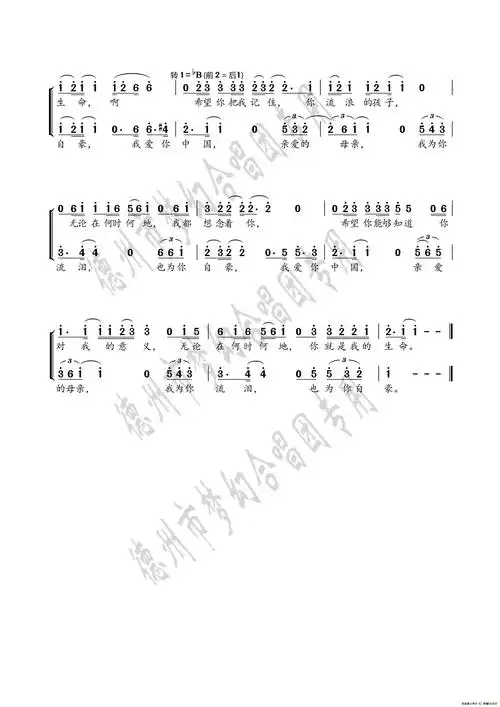 我爱你中国(汪峰)(二声部)