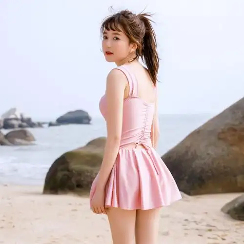 游泳衣女性性感连体裙显瘦遮肚小聚拢钢托少女连体泳衣