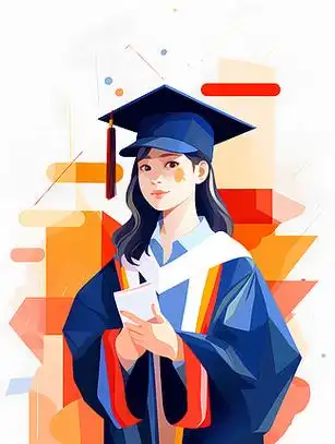 穿学士服的学生插画