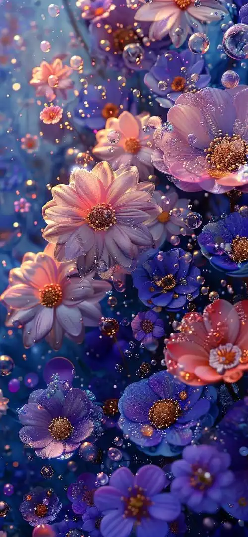 ai绘画#油画风花海壁纸 创意 花朵 15pm尺寸#高清壁纸图片