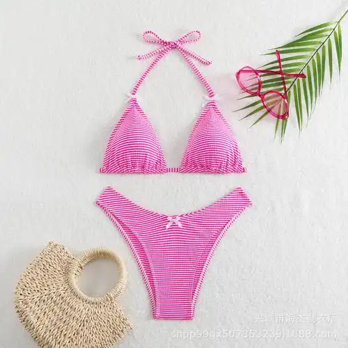 2024新款三点式分体泳衣性感印花比基尼-阿里巴巴