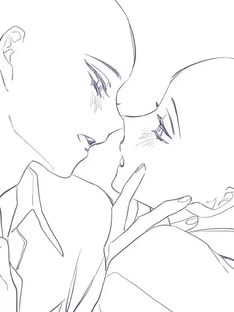 【板绘素材】甜蜜接吻~人物动态模板  「双人线稿」