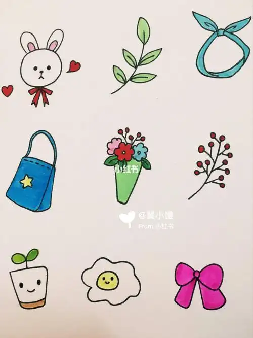 美好的小物件手绘简笔画-手帐素材手帐简笔画手绘正方形物品简笔画