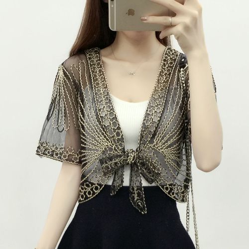 小披肩外套女士夏季外搭百搭短款时尚防晒衣蕾丝雪纺开衫薄款坎肩