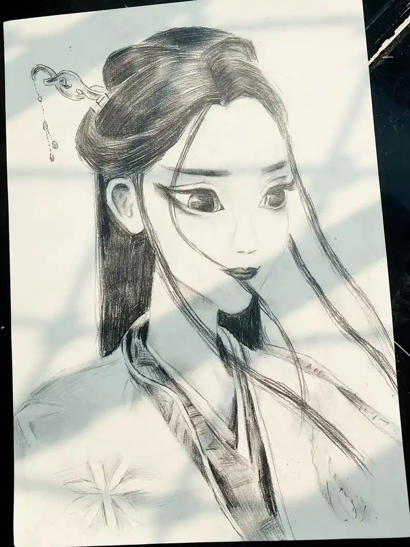 古风手绘 #白娘子 #一方画室 #手绘 #古装素描白娘子 - 抖音