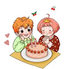 庆祝生日的三个可爱小朋友