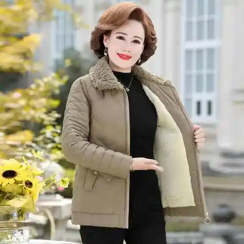 高档品牌妈妈装中老年女装外套服装中年冬装秋冬衣服棉衣棉服棉袄