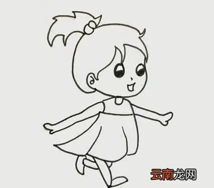 小女孩穿着裙子简笔画怎么画步骤教程
