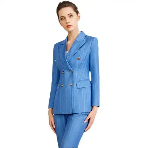 工作服 春装 女主持人ol英伦风职业套裤 蓝色西服套装 - 女装/女士