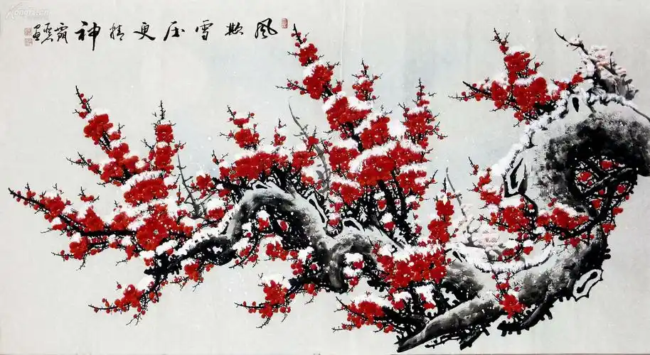 西门亚石国画六尺梅花《风气雪压更精神》◆◆物美价廉受青睐!
