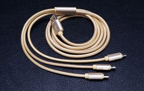 2个安卓苹果5s/6一拖三数据线多头多功能三合一手机通用充电器线