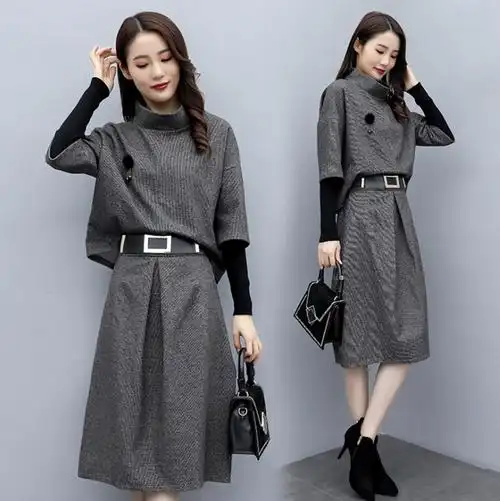 毛呢三件套女装2020春秋新款韩版优雅名媛时髦洋气减龄裙子套装潮
