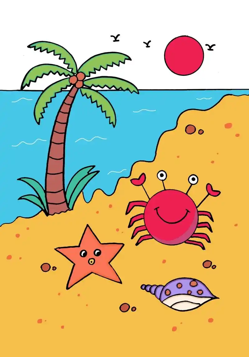 夏天主题画#简笔画 #一起学画画 #育儿简笔画 #儿童画 # - 抖音