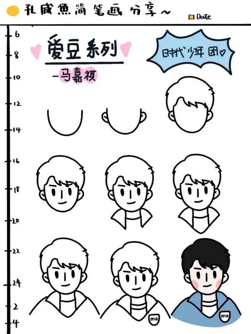 爱豆系列|91时代少年团马嘉祺简笔画91 简笔画教程|好物分享|手帐