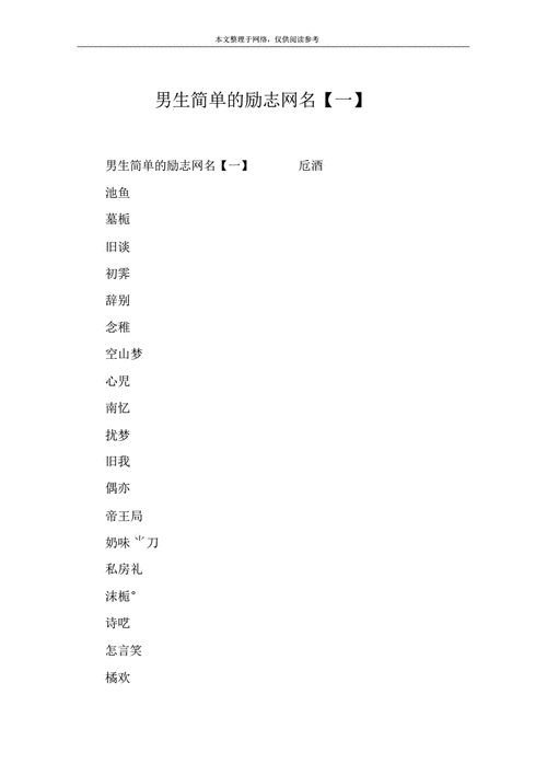 男生简单的励志网名【一】.doc 5页