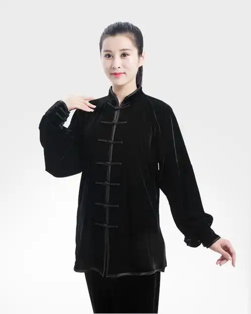 逋曼太极服金丝绒秋冬加厚晨练中老年冬季男女武术服练功服太极拳服装