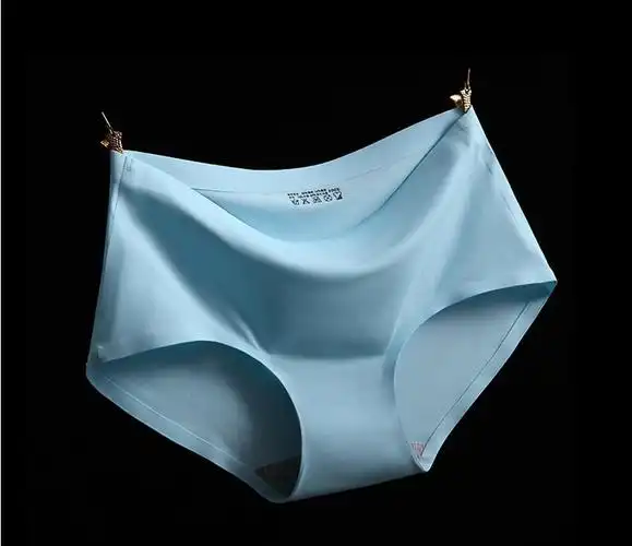 厂家直销爆款冰丝内裤 中腰冰丝女三角裤一片式无痕女士内裤内档