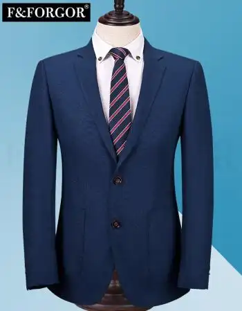 西服男上衣2018春季新款男士修身免烫青中年韩版西装便西外套 深蓝色