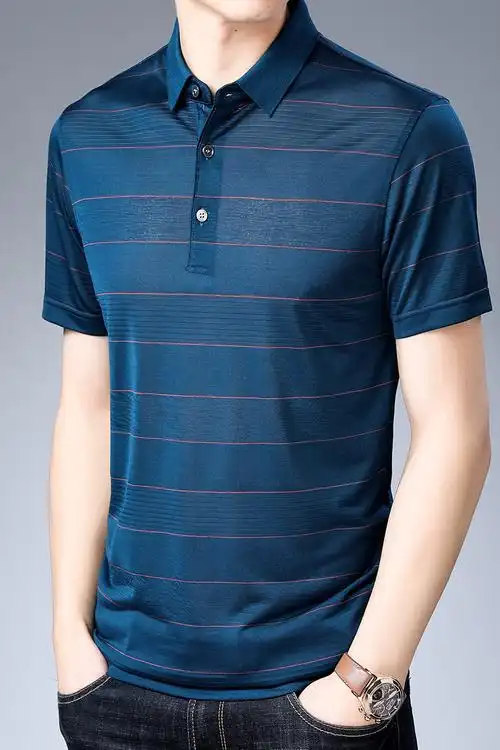 唯品会2019高档面料夏季青年体恤中年t恤薄打底休闲男装韩版男士