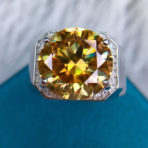 超美莫桑钻戒指霸气男款八心八箭火彩超好8克拉18k白金精工镶嵌