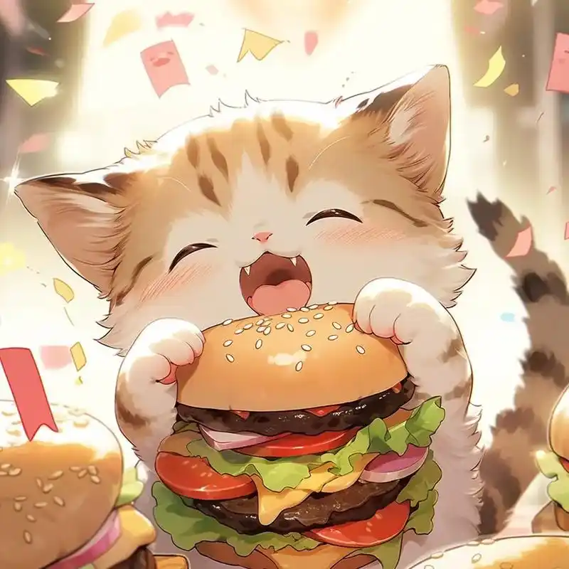 "吃麦当劳汉堡的吃货猫"#萌到爆炸了99 #猫咪头像 #卡哇 - 抖音