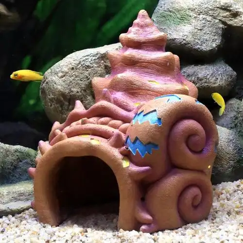 摆件假山贝壳海螺躲避鱼虾鱼缸树脂卡通房子造景