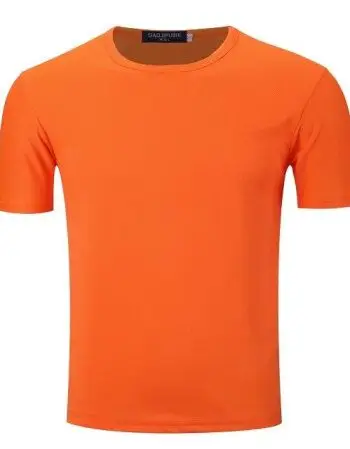 男女短袖圆领t恤排汗透气户外速干运动衣工作服广告衫情侣装 荧光橙色