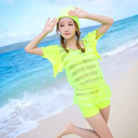 包邮2013新款时尚韩国小胸钢托聚拢比基尼三件套游泳衣女vv31050