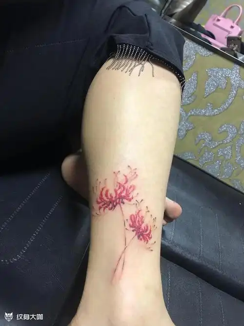 脚踝彼岸花_纹身图案手稿图片_陈秀杰的纹身作品集