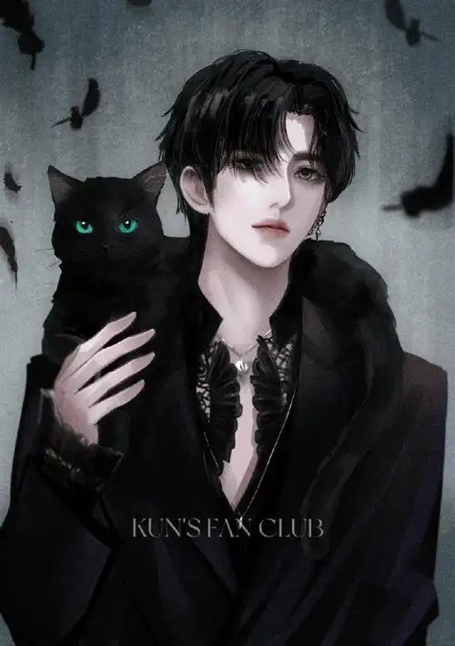 粉丝手绘的蔡徐坤漫画像氛围感