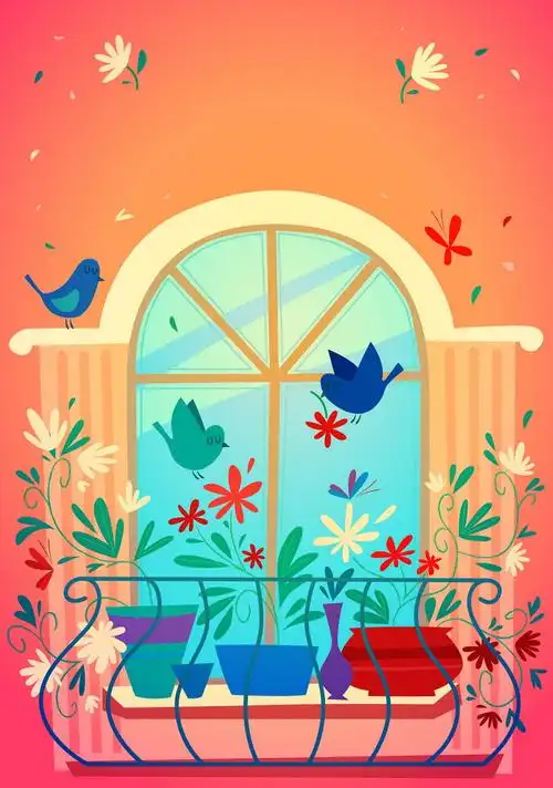 关键词 : 小鸟,窗子,窗户,门窗,阳台,卡通,童趣,手绘