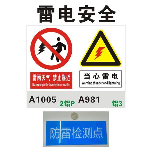 雷雨天气禁止靠近标志牌 严禁请勿 小心当心雷电 防雷检测点安全标识