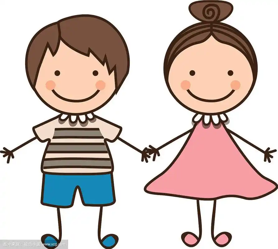 一对男孩和女孩卡通偶像