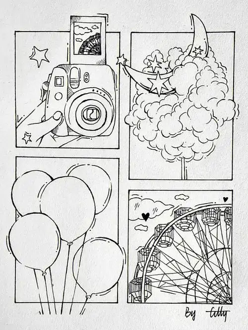 创意黑白简笔画7844内附详细教程