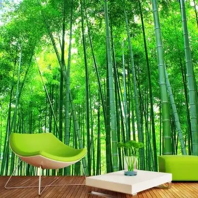 8d立体竹林墙纸田园自然风景客厅电视背景墙壁纸工装大型定制壁.