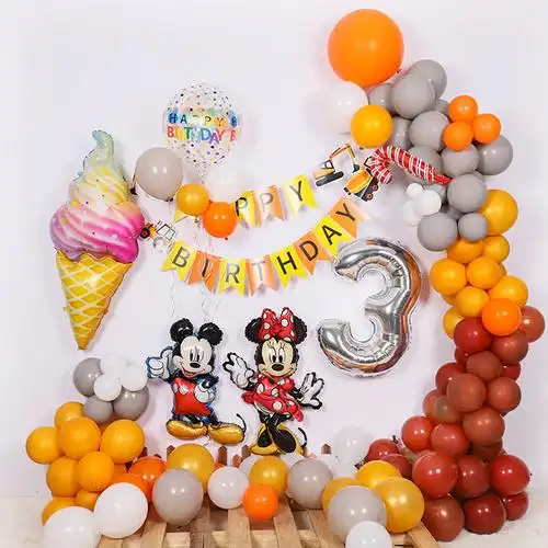 生日装饰场景布置气球套装恐龙男孩周岁卡通气球派对气球链背景墙