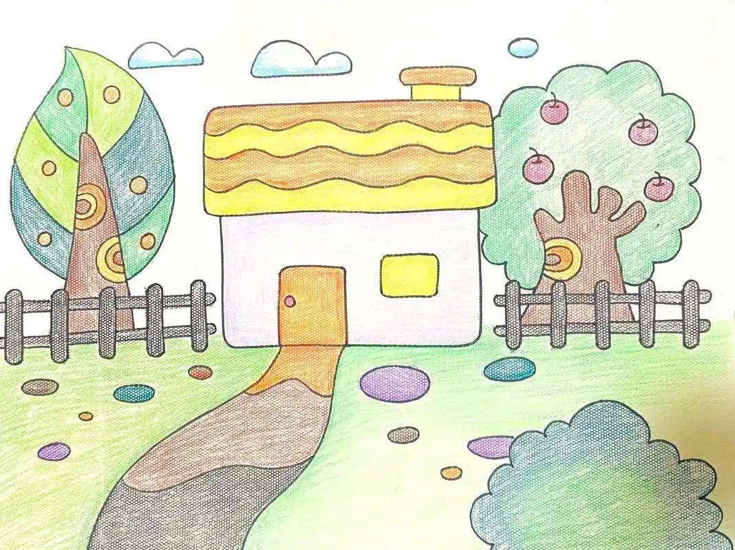 儿童卡通画 儿童创意卡通 简笔画 房子