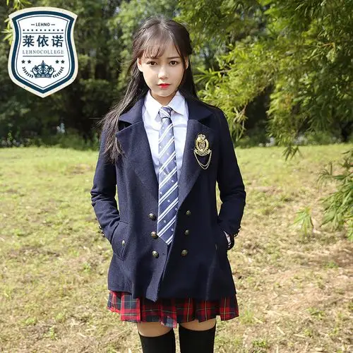秋冬日系呢大衣外套校服套装学生服装韩版制服英伦风学院风女装